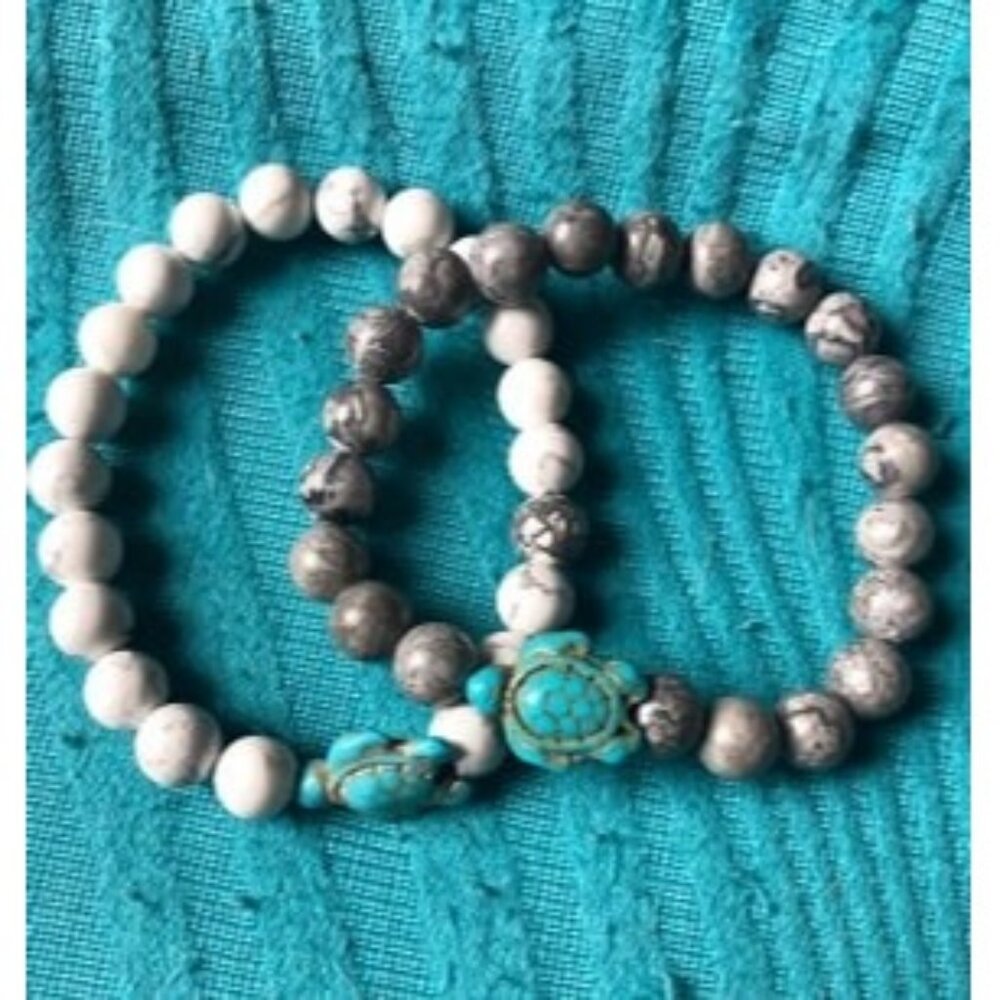 New 8mm Sea Turtles Beads Bracelet Turquoise Natutal Stone Elastic Bracelet